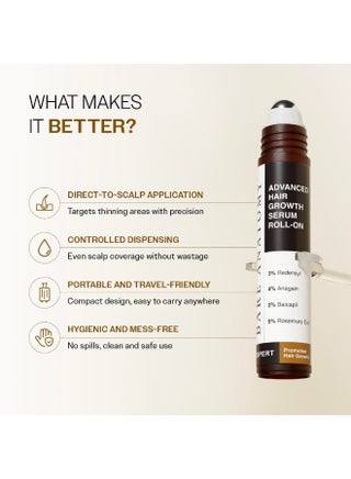 Bare Anatomy Advanced Hair Growth Serum Roll-On| 3% Redensyl + 4% Anagain + 2% Baicapil + 5% Rosemary, Rice Water, Biotin And Saw Palmetto| Reduces Hair Fall, Supports Hair Growth For Men And Women | 25Ml - view 4